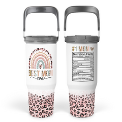 Mom Tumbler 30oz, Best Mom Ever Tumbler Stainless Steel Insulated Coffee Travel Mug with Handle & Flip Straw Lid, Gifts for Mommy, Presents for Mom for Christmas Birthday Mothers Day Valentines