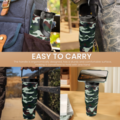 Camo Tumbler with Handle 30oz - Camouflage Tumblers Stainless Steel Insulated Flip Straw Coffee Travel Cup, Gifts for Men Veteran Hunting Lover Sport Outdoor Workout