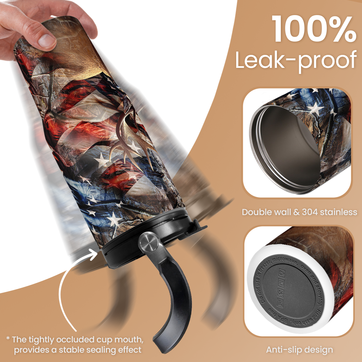 Hunting Gift for Men, Deer Hunting Tumbler with Handle, 30oz Flip Straw Stainless Steel Insulated Coffee Travel Cup, Gifts for Hunter Dad Grandpa for Birthday Christmas Fathers Day