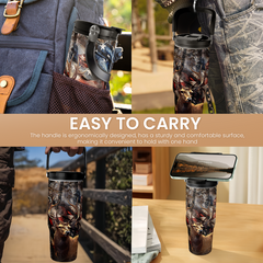 Hunting Gift for Men, Deer Hunting Tumbler with Handle, 30oz Flip Straw Stainless Steel Insulated Coffee Travel Cup, Gifts for Hunter Dad Grandpa for Birthday Christmas Fathers Day