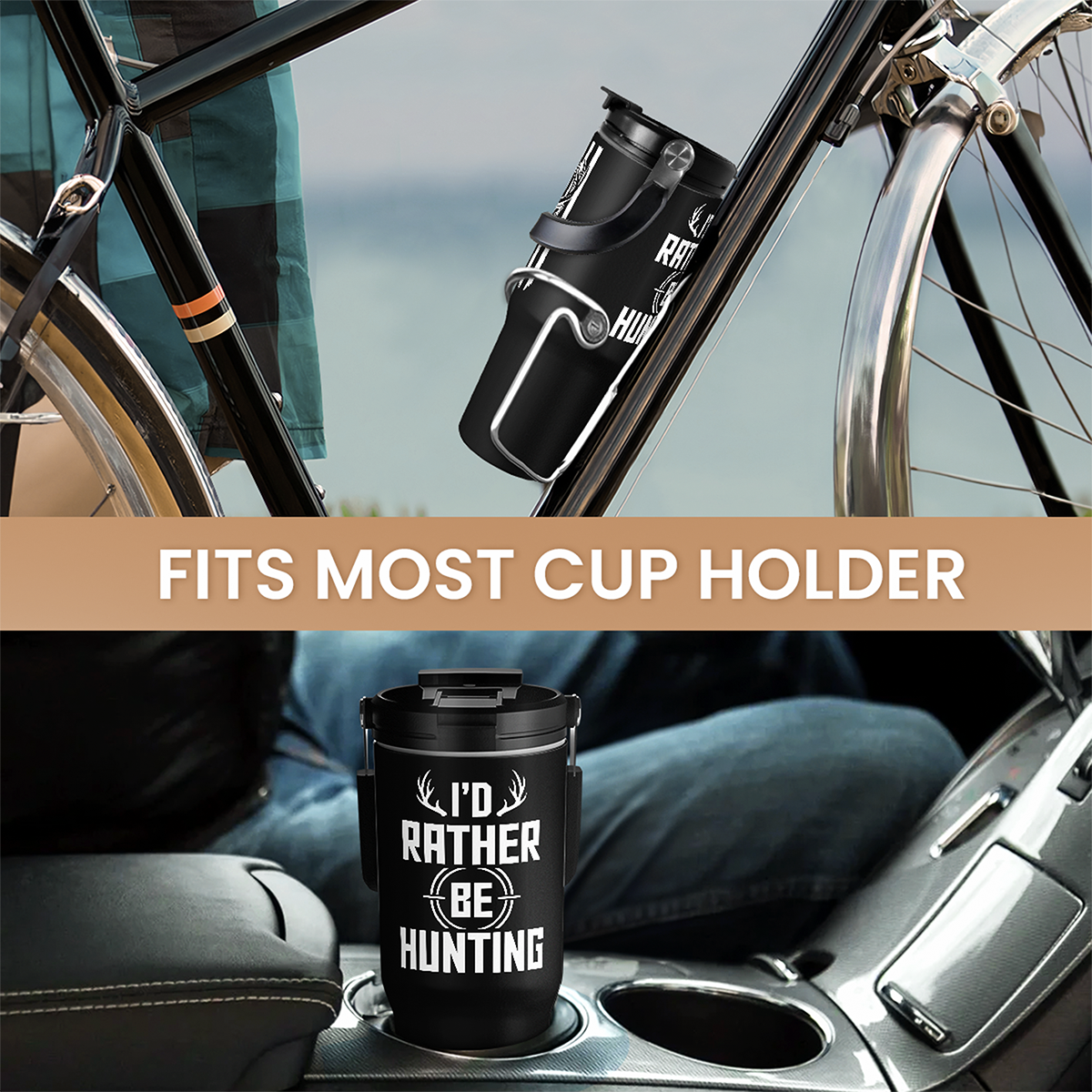 Hunting Gift for Men, Deer Hunting Tumbler with Handle, 30oz Flip Straw Stainless Steel Insulated Coffee Travel Cup, Gifts for Hunter Dad Grandpa on Birthday Christmas Fathers Day