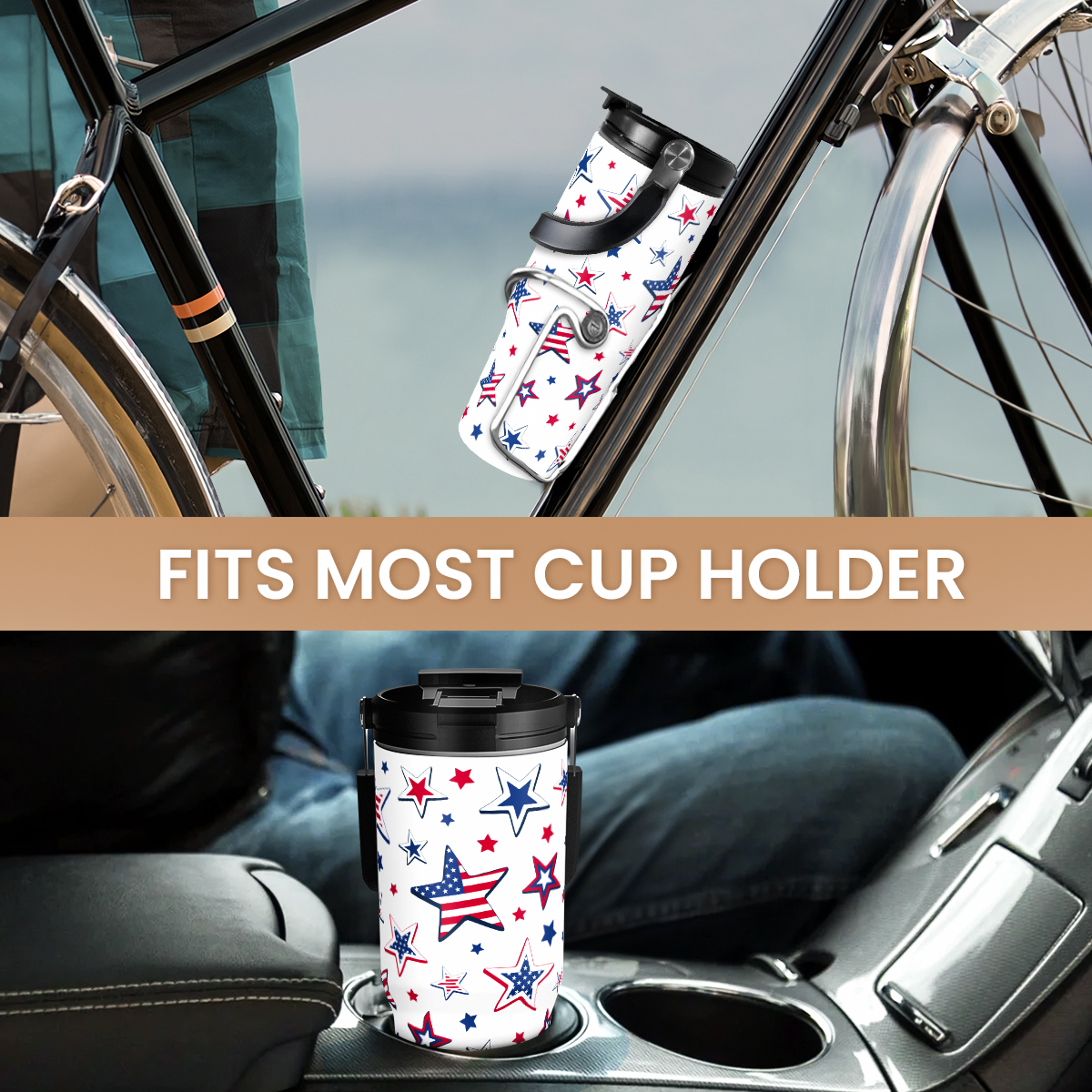 White Star Flip Straw Tumbler with Handle 30oz