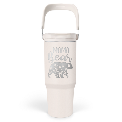 Mom Tumbler 30oz, Mama Bear Tumbler Stainless Steel Insulated Coffee Travel Mug with Handle & Flip Straw Lid, Gifts for Mommy, Presents for Mom for Christmas Birthday Mothers Day Valentines