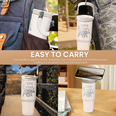 Mom Tumbler 30oz, Mama Bear Tumbler Stainless Steel Insulated Coffee Travel Mug with Handle & Flip Straw Lid, Gifts for Mommy, Presents for Mom for Christmas Birthday Mothers Day Valentines