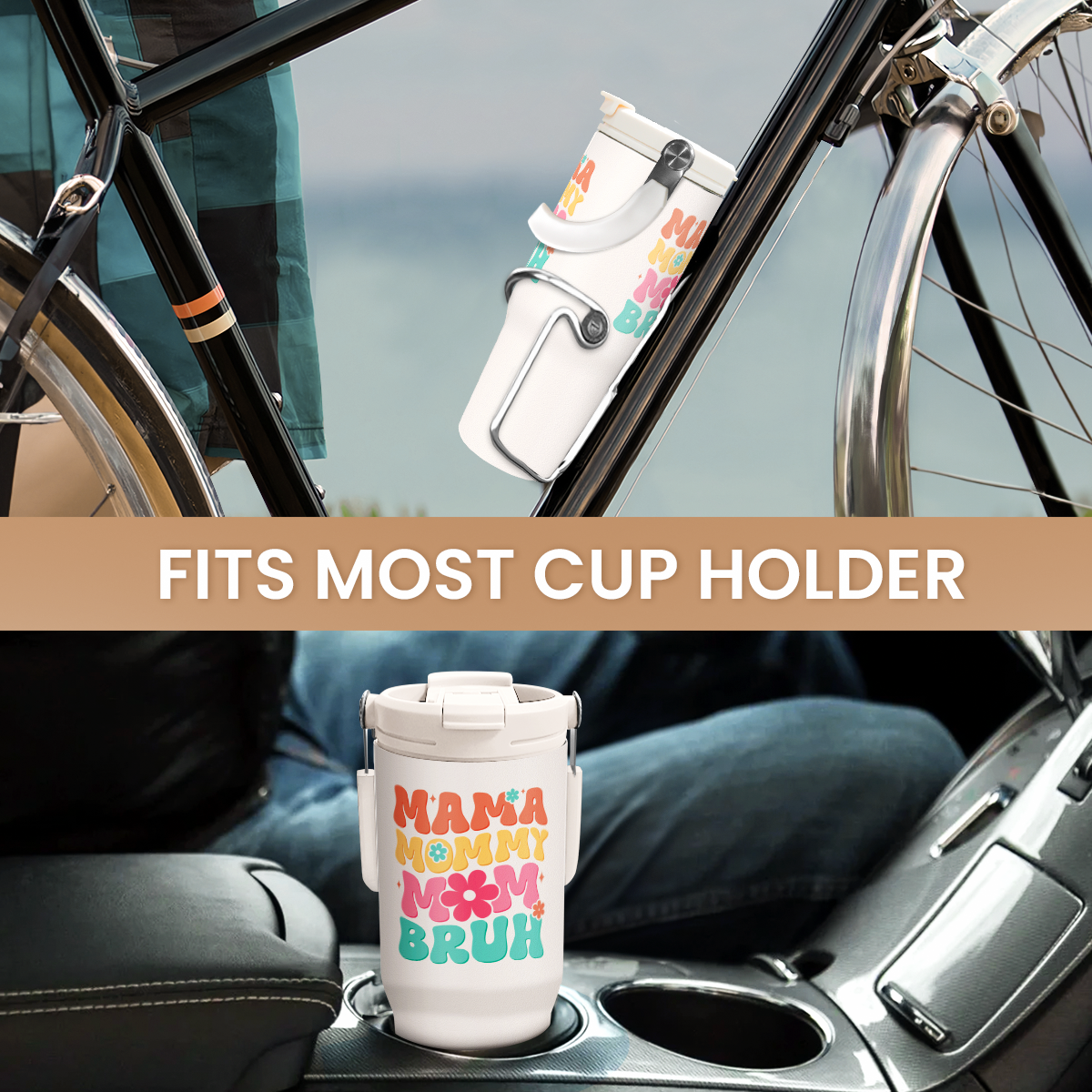 Funny Mom Tumbler 30oz, Mama Mommy Mom Bruh Stainless Steel Insulated Coffee Travel Mug with Handle & Flip Straw Lid, Gifts for Mommy, Presents for Mom for Christmas Birthday Mothers Day Valentines