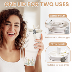 Christian Tumbler with Handle 30oz, Religious Gifts for Women, Stainless Steel Flip Straw Insulated Tumblers Coffee Travel Cup, Inspirational Gifts for Her for Birthday Christmas Mothers Day