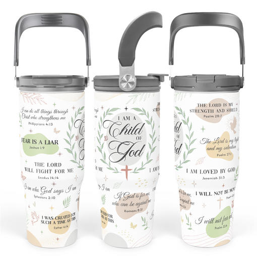 Christian Tumbler with Handle 30oz, Religious Gifts for Women, Inspirational Gifts for Her for Birthday Christmas Mothers Day, Stainless Steel Flip Straw Insulated Tumblers Coffee Travel Cup