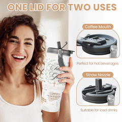 Christian Tumbler with Handle 30oz, Religious Gifts for Women, Inspirational Gifts for Her for Birthday Christmas Mothers Day, Stainless Steel Flip Straw Insulated Tumblers Coffee Travel Cup