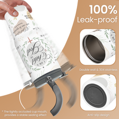 Christian Tumbler with Handle 30oz, Religious Gifts for Women, Inspirational Gifts for Her for Birthday Christmas Mothers Day, Stainless Steel Flip Straw Insulated Tumblers Coffee Travel Cup