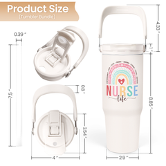 Nurse Gifts for Women, Nurse Nutrition Facts Tumbler with Handle 30oz Flip Straw Stainless Steel Coffee Travel Cup , Nurse Appreciation Gifts for Birthday Christmas Nurse Week Graduation