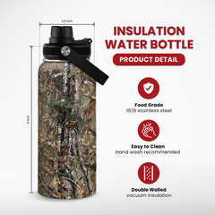 Camouflage Insulated Stainless Steel Water Bottle 32oz, Vacuum Chug Lid Travel Tumbler for Men Friends Dad Hunter Hunting Lovers, Gift for Birthday Christmas Father's Day