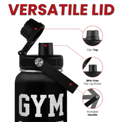 Gym Insulated Engraved Stainless Steel Water Bottle 32oz, Vacuum Chug Lid Travel Tumbler For Men Friends Dad Gymer Trainer, Gym Mode on, Gift for Birthday Christmas Father's Day