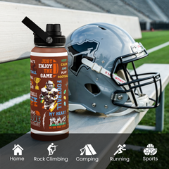 Brown Football Chug Lid Water Bottle 32oz