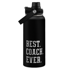 Sport Coach Insulated Engraved Stainless Steel Water Bottle 32oz, Best Coach Ever, Vacuum Chug Lid Travel Tumbler For Men Friends Coaches, Gift for Birthday Christmas