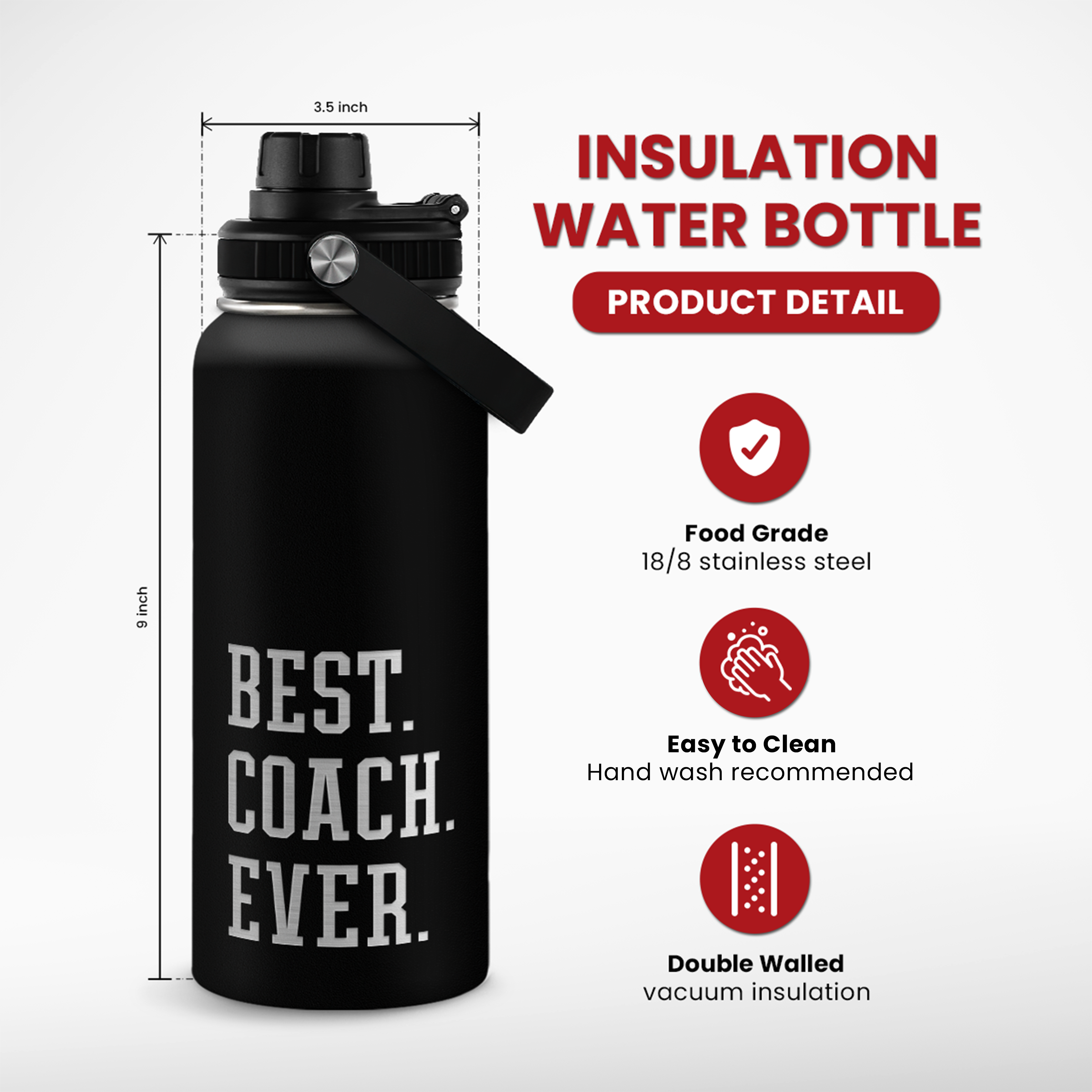 Black Coach Chug Lid Water Bottle 32oz