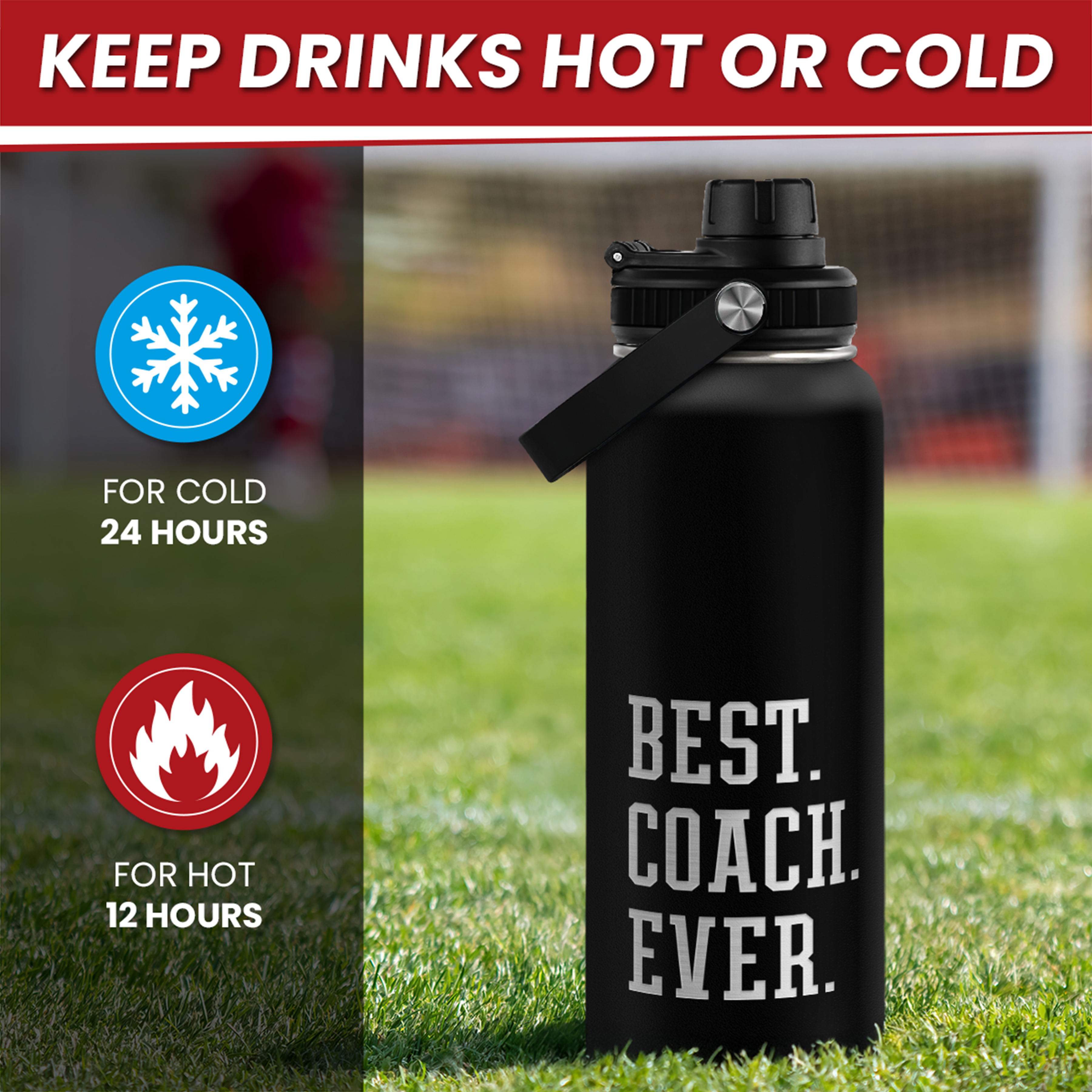 Black Coach Chug Lid Water Bottle 32oz