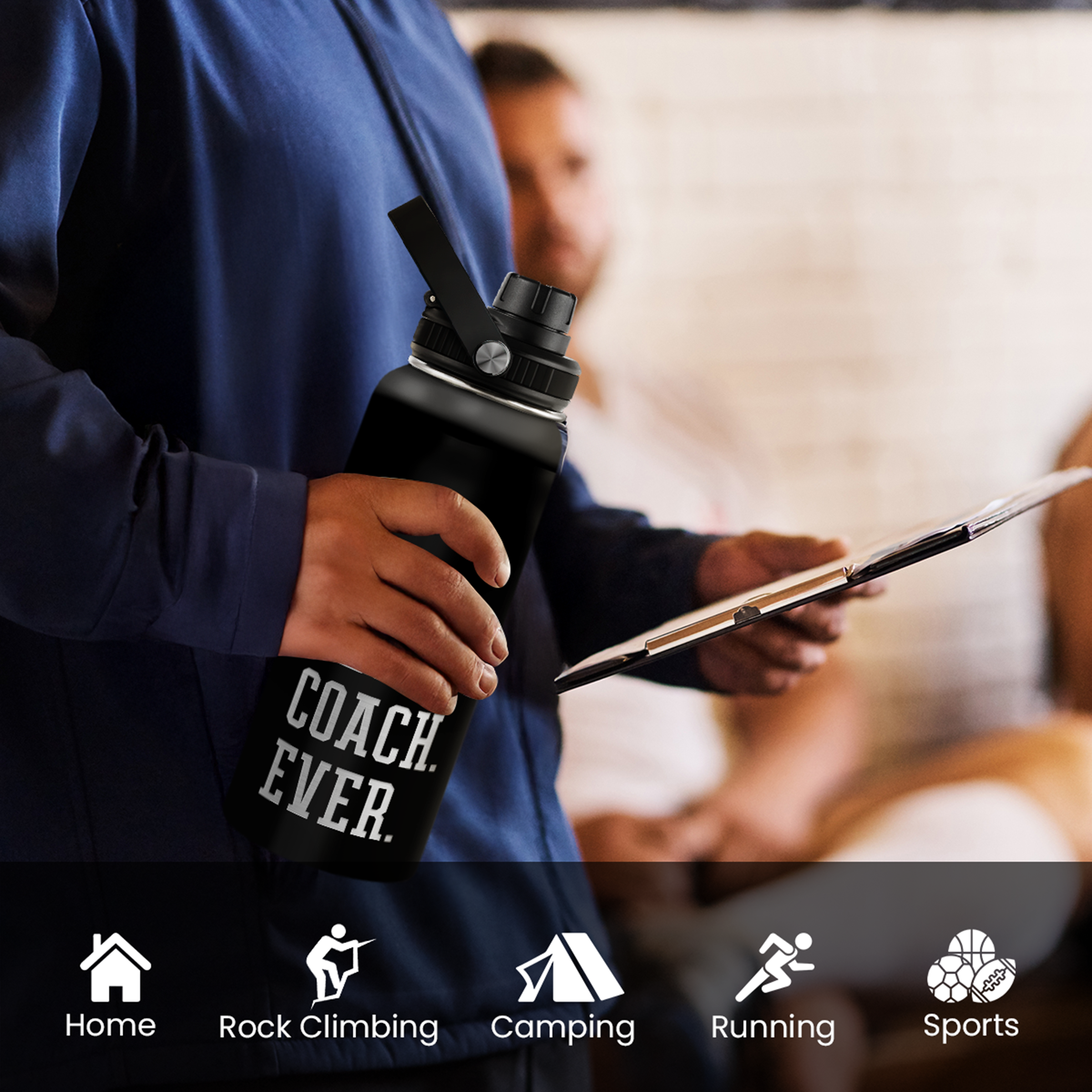 Black Coach Chug Lid Water Bottle 32oz