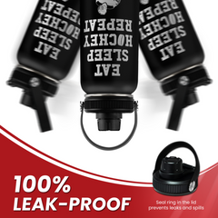 Ice Hockey Insulated Engraved Stainless Steel Water Bottle 32oz, Vacuum Chug Lid Travel Tumbler For Men Friends Hockey Lovers Fans Coaches, Gift for Birthday Christmas