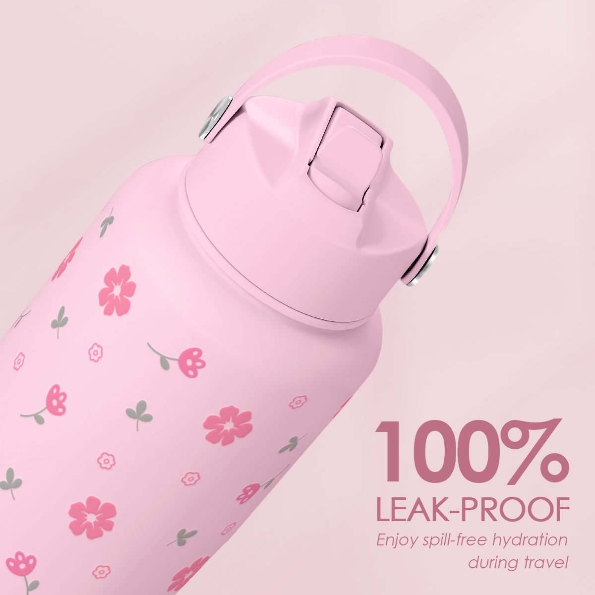 Pink Floral Daisy SipChic | Straw Lid Water Bottle 32oz
