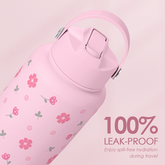 Floral Water Bottle 32oz Stainless Steel with Lid, Insulated Bottles for Women Girls, Gifts Ideas for Birthday Christmas