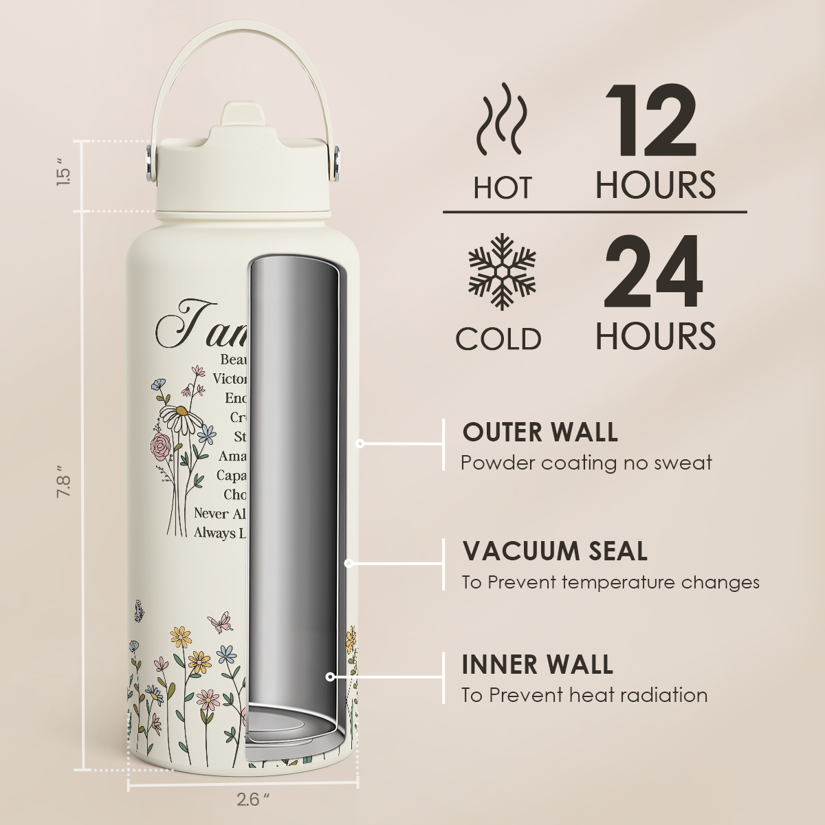 Beige Christian SipChic | Straw Lid Water Bottle 32oz