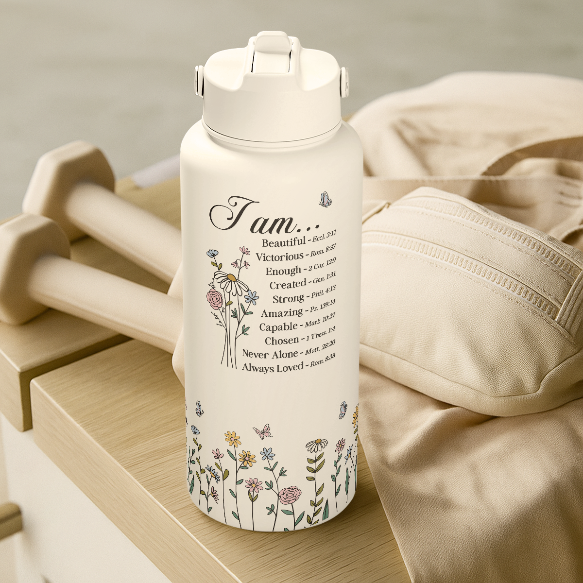 Beige Christian SipChic | Straw Lid Water Bottle 32oz