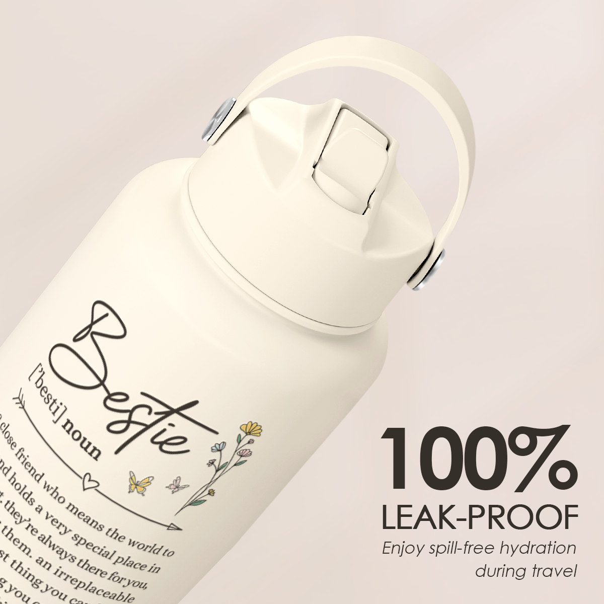 Beige Best Friend SipChic | Straw Lid Water Bottle 32oz