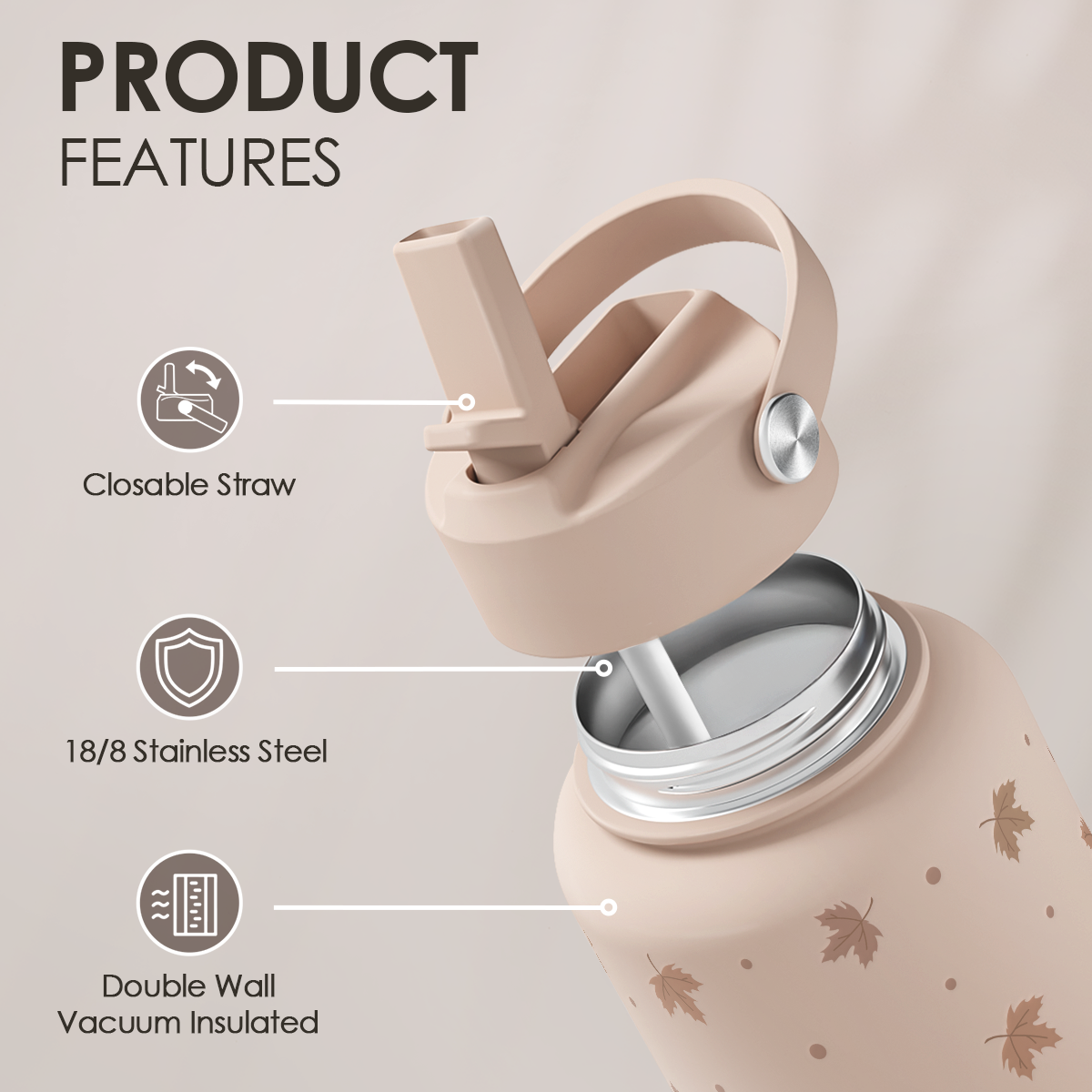Brown Fall SipChic | Straw Lid Water Bottle 32oz