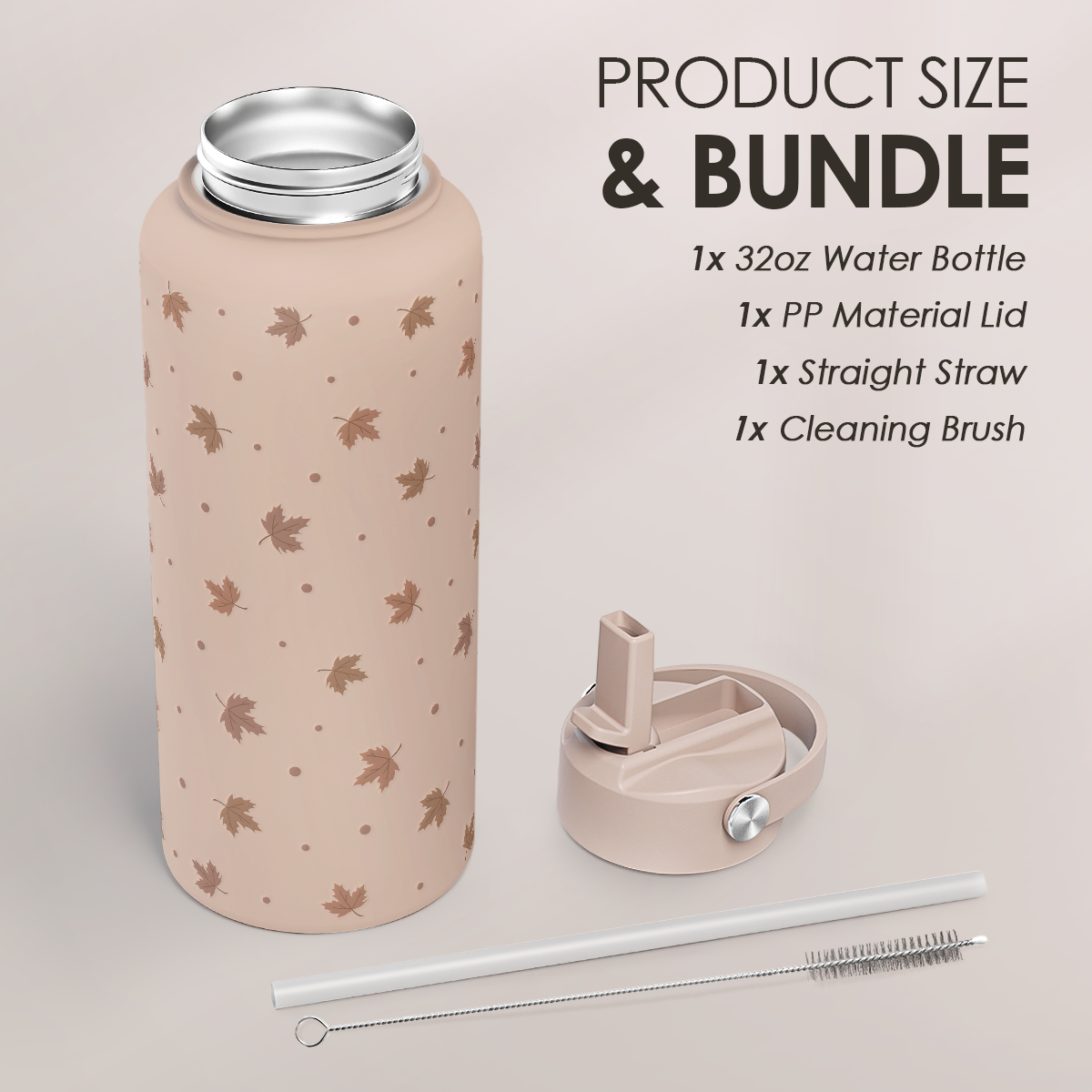 Brown Fall SipChic | Straw Lid Water Bottle 32oz