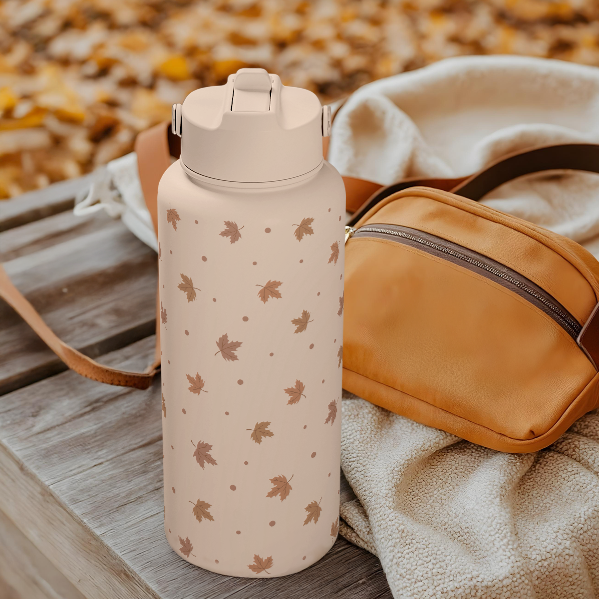 Brown Fall SipChic | Straw Lid Water Bottle 32oz