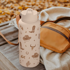 Brown Cowgirl SipChic | Straw Lid Water Bottle 32oz