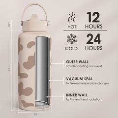 Brown Cow Skin SipChic | Straw Lid Water Bottle 32oz