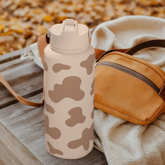Brown Cow Skin SipChic | Straw Lid Water Bottle 32oz