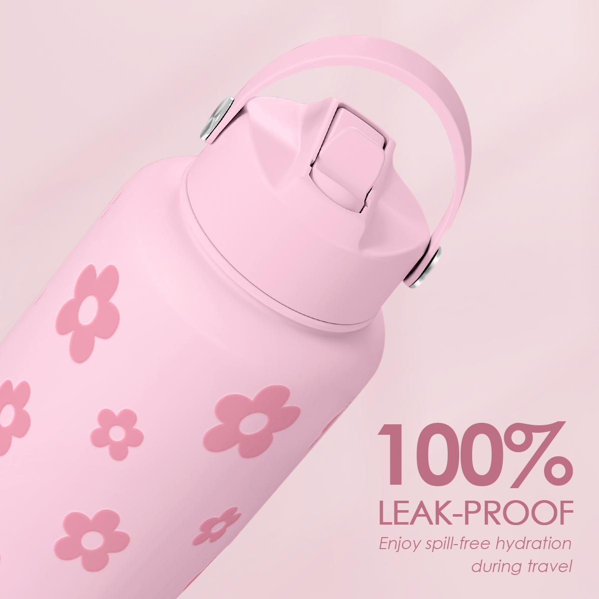 Floral Water Bottle Stainless Steel 32oz with Lid & Straw, Daisy Insulated Bottles Gifts for Women Girls Friends Teens Birthday Christmas