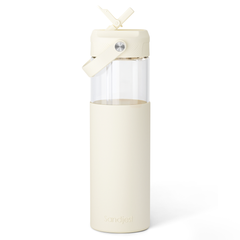 Glass Water Bottle with Silicone Sleeve and Straw Lid 20oz for Girls Women, Glass Drinking Bottles for Travel Home Gym Sports