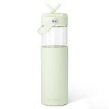 Glass Water Bottle with Silicone Sleeve and Straw Lid 20oz for Girls Women, Glass Drinking Bottles for Travel Home Gym Sports