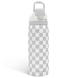 Grey Checker VividPop | Push-button Lid Water Bottle 32oz