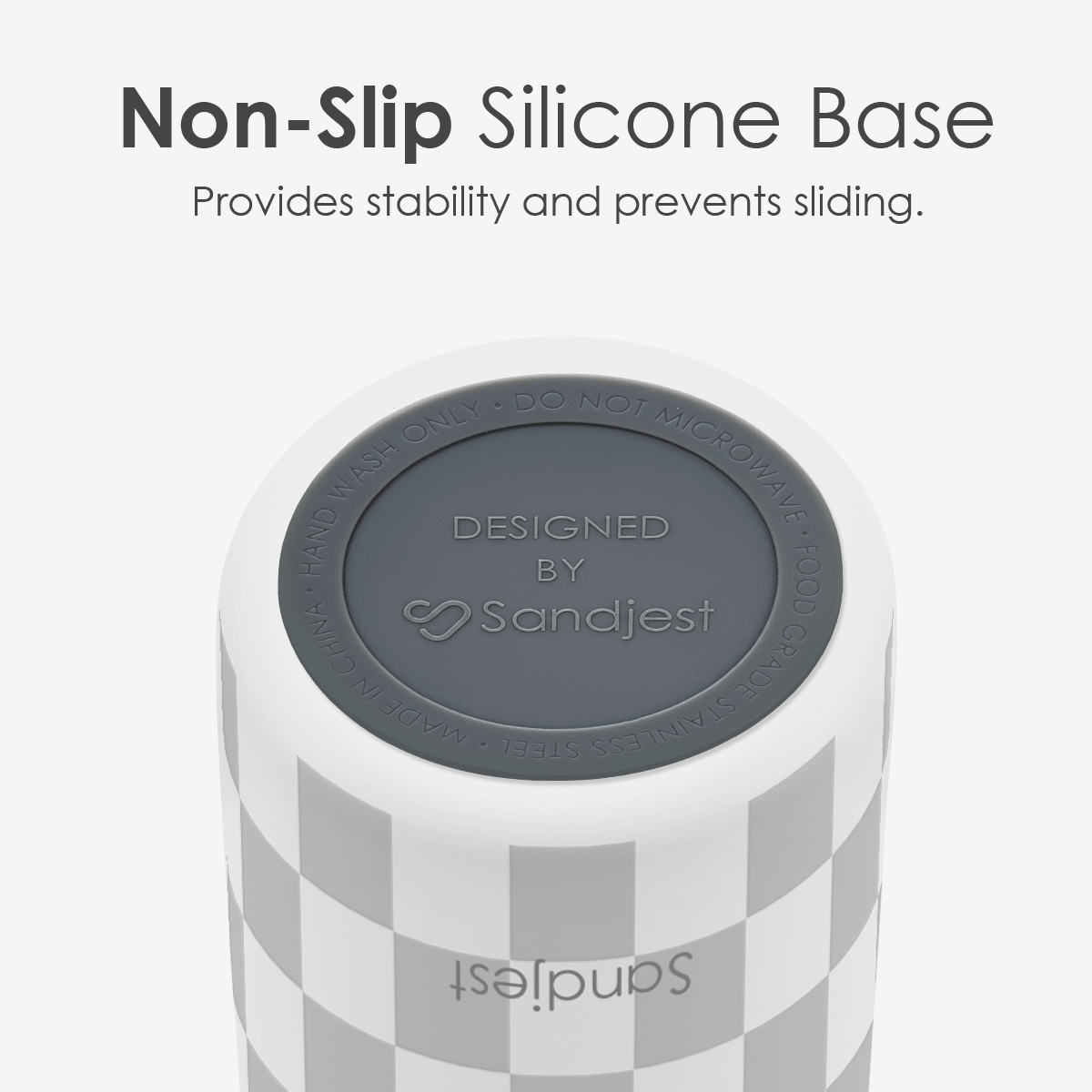 Grey Checker VividPop | Push-button Lid Water Bottle 32oz