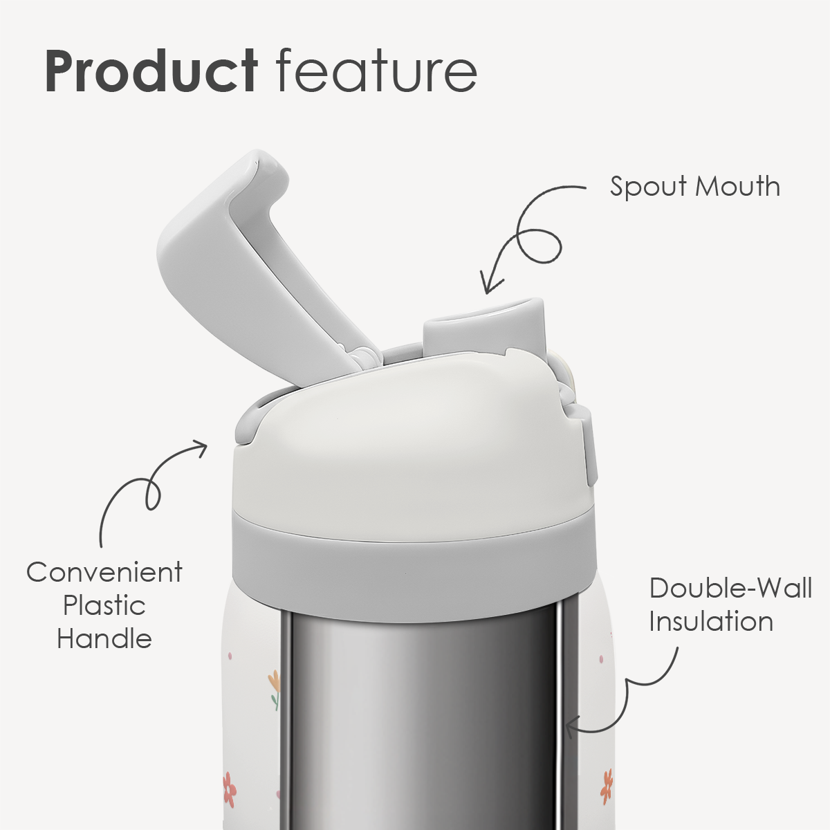 Floral Insulated Stainless Steel Water Bottle with Straw for Sports and Travel, 32oz, Gifts for Women Girls Friends Teens Birthday Christmas