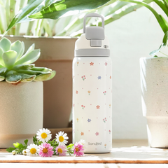 Floral Insulated Stainless Steel Water Bottle with Straw for Sports and Travel, 32oz, Gifts for Women Girls Friends Teens Birthday Christmas