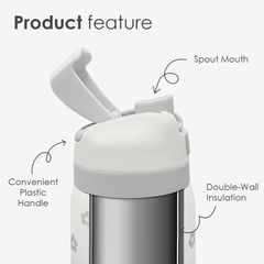 Floral Insulated Stainless Steel Water Bottle with Straw for Sports and Travel, 32oz, Gifts for Women Girls Friends Teens Birthday Christmas (Grey)