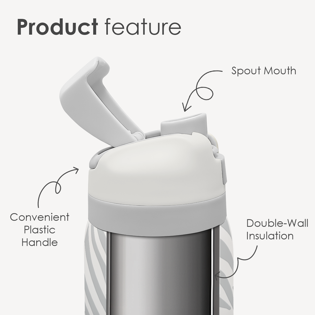 Grey Zebra VividPop | Push-button Lid Water Bottle 32oz