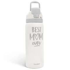 Mom Insulated Stainless Steel Water Bottle with Straw for Sports and Travel, Best Mom Ever, 32oz, Gifts for Women Mother's Day Birthday Christmas