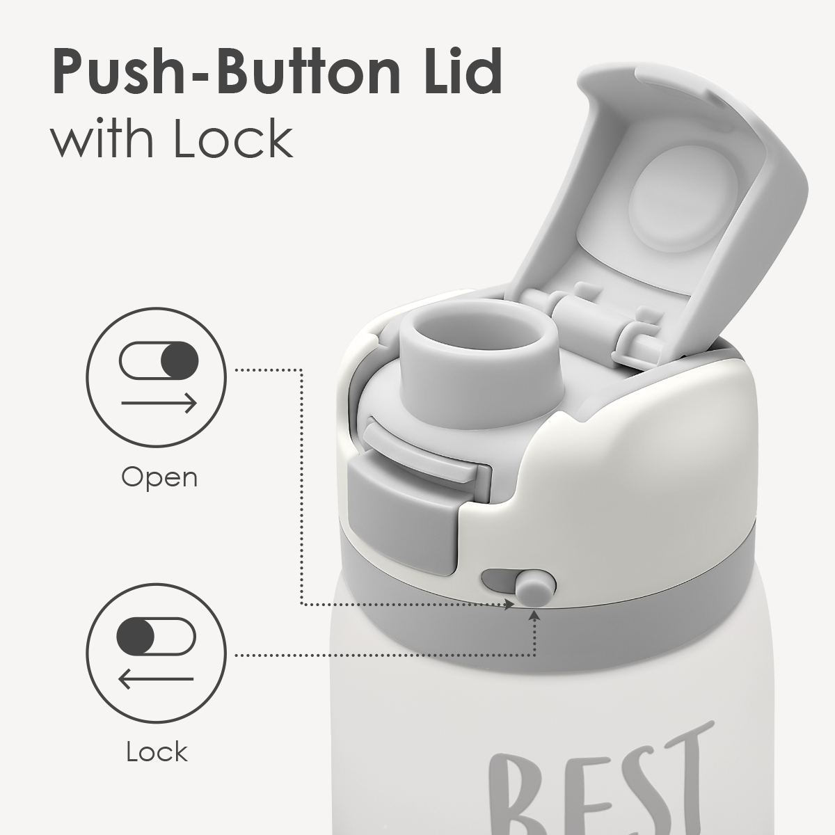 Grey Best Mom Ever VividPop | Push-button Lid Water Bottle 32oz