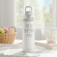 Grey Best Mom Ever VividPop | Push-button Lid Water Bottle 32oz