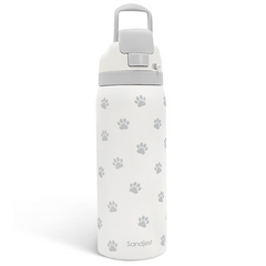 Paw Print Insulated Stainless Steel Water Bottle with Straw for Sports and Travel, 32oz, Gifts for Dog Cat Mom Women Girls Friends Teens Birthday Christmas