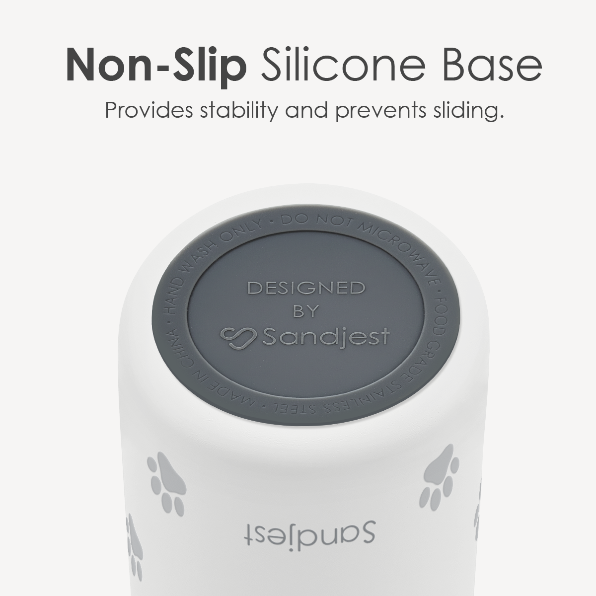 Grey Paw Print VividPop | Push-button Lid Water Bottle 32oz