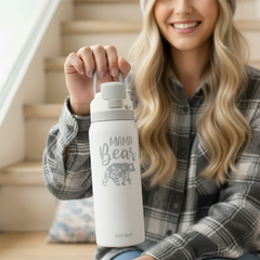 Grey Mama Bear VividPop | Push-button Lid Water Bottle 32oz