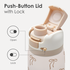 Bow Insulated Stainless Steel Water Bottle with Straw for Sports and Travel, 32oz, Gifts for Women Girls Friends Teens Birthday Christmas (Brown)