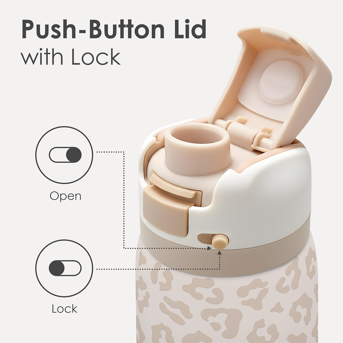 Brown Leopard VividPop | Push-button Lid Water Bottle 32oz